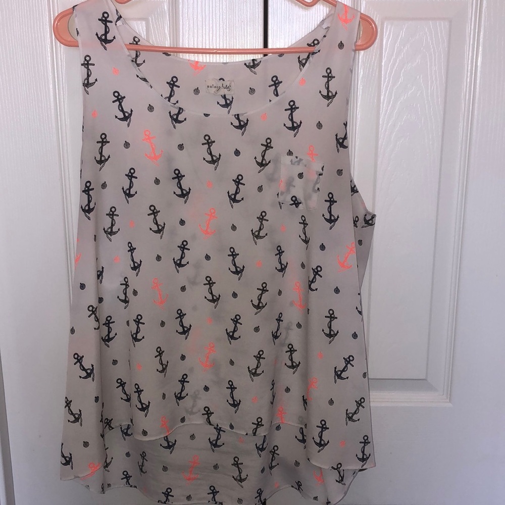 Neon orange, navy blue and black anchors